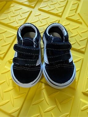 Vans Kids Black and White Velcro Sneakers